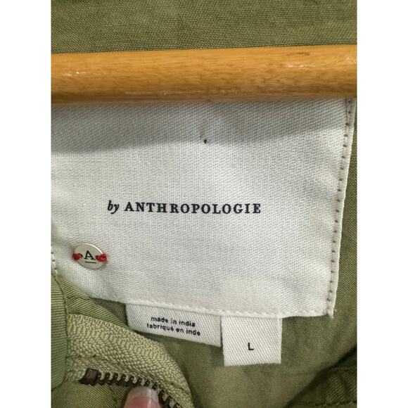 Anthropologie olive green zip jacket with belt - Picture 2 of 7